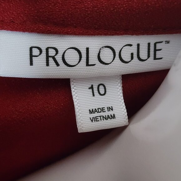 Prologue Dress Womens Size 10 Solid All Red Side Zip Bell Sleeve Modest Midi - Picture 5 of 6